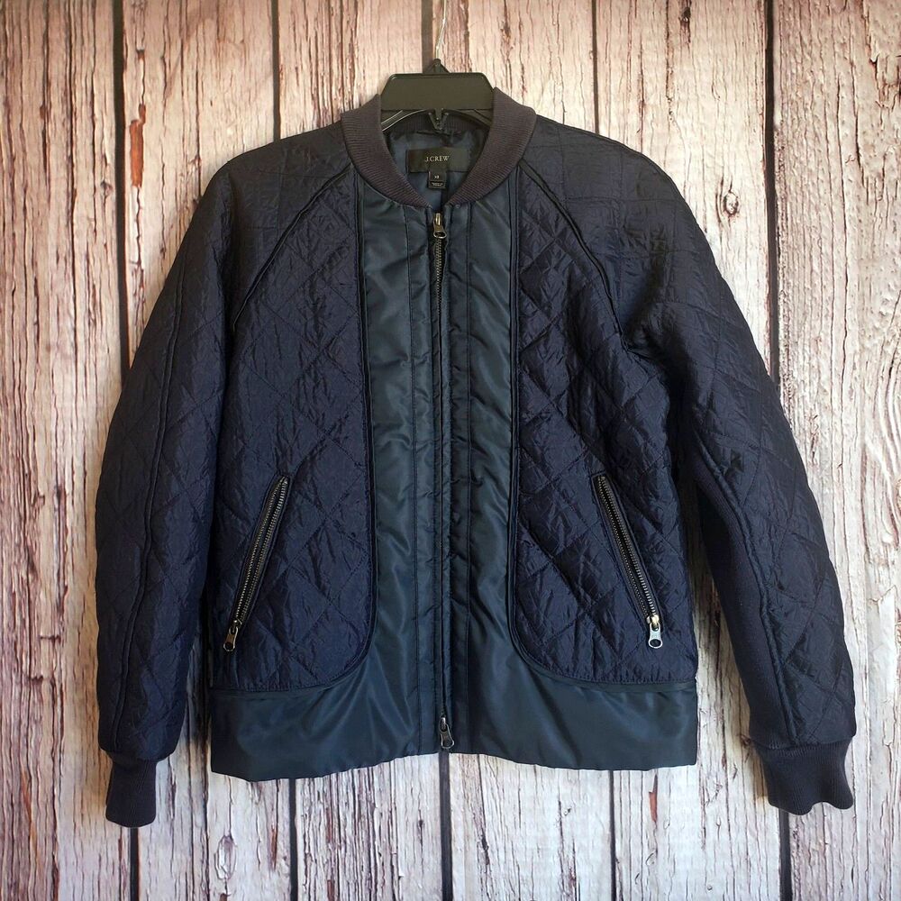 J. Crew Navy Quilted Bomber Jacket